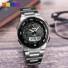 PROTOOL SKMEI 1370 Relógio De Pulso Com Corria De Aço Inoxidável Masculinos Digital Relógio Quartzo Esportes