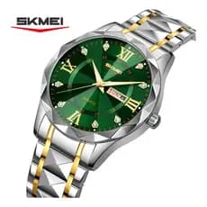 SKMEI 9369 Relógio de pulso de luxo com quartzo relógio de pulso masculino moderno para negócios, em aço inoxidável