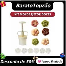 Kit Ejetor Molde Para Massas Brigadeiro e Doces Blue Star Max Flor Coração Arabesco Docinhos Gourmet