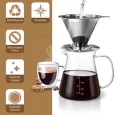 Filtro De Café Coador Café Chá Inox De Alta Qualidade Atóxico Reutilizável Pour Over--Envio imediato