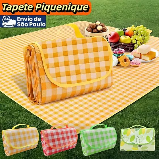 Tapete Piquenique Portátil Dobrável 200X200cm Impermeavel À Prova De Umidade Prático Fácil Transporte Para Praia Camping