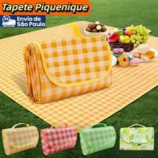 Tapete Piquenique Portátil Dobrável 200X200cm Impermeavel À Prova De Umidade Prático Fácil Transporte Para Praia Camping