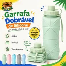 Garrafa Agua Squeeze Silicone Dobravel Retratil Academia Esporte Portatil Livre BPA Antiqueda - Envio Imediato