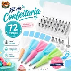 Kit Confeitaria 72 Pçs Bicos Confeitar Inox Saco Estojo Decorador Bolo Doces Profissional - Envio Imediato