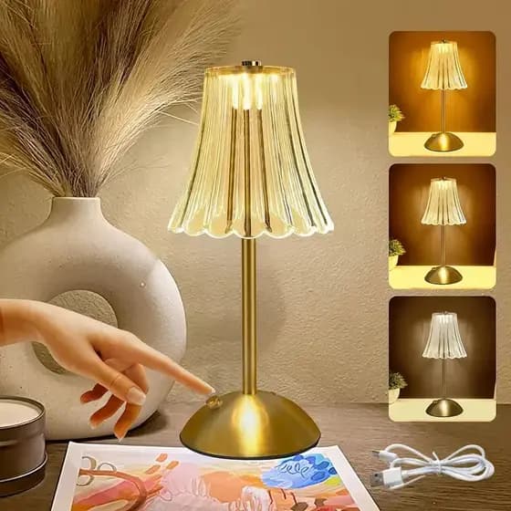 Lâmpada de Mesa LED Sem Fio Recarregável com Sensor de Toque 3 Cores de Luz