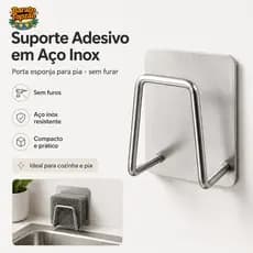 Kit 2 Suporte Porta Esponja Pia Cozinha Aco Inox Adesivo Sem Furar Escorredor Bucha Organizador - Envio Imediato