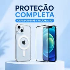Kit Capinha Magnética Transparente + Película 3d Para IPhone 11 12 13 14 15 16 17 ProMax Plus