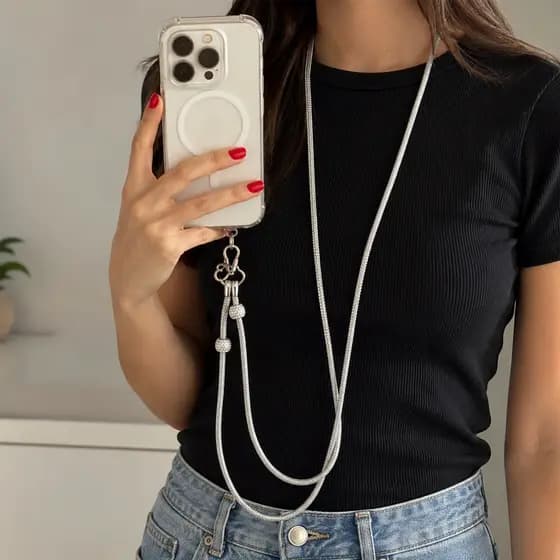Cordão Carnaval Strass Glitter Corrente Pulso Smartphone Universal Brilhante Anti Furto Anti Perda