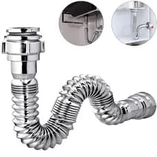 Sifão Cromado Extensivo Universal Sanfonado Ajustável para Lavatório, Pia, Tanque, Cuba - Delflex