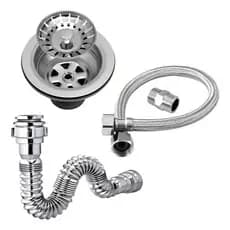 Kit para Cozinha Cromado Sifão Flexível Ajustável Válvula 3 1/2 e Engate 60 cm
