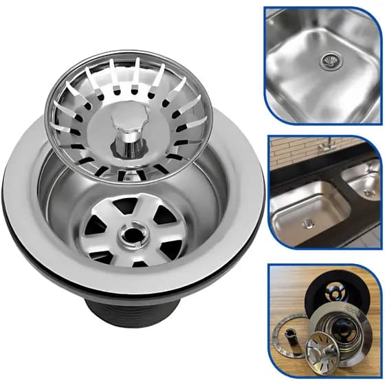 Válvula Americana De Aço Inox 3 1/2 + Cestinha Pia Cozinha Cuba Ralo Universal Padova