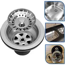 Válvula Americana De Aço Inox 3 1/2 + Cestinha Pia Cozinha Cuba Ralo Universal Padova
