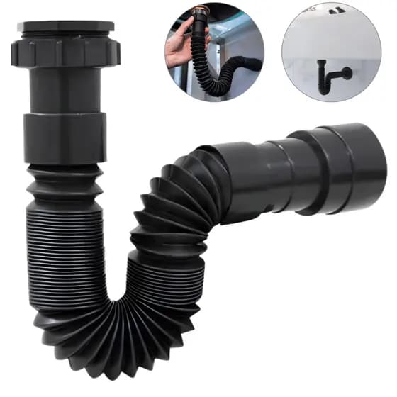 Sifão Sanfonado Extensivo 70cm Preto Para Pia de Cozinha/Lavanderia Flexível Delflex Original