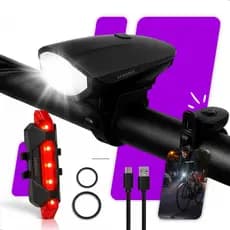 Kit Farol Buzina E Lanterna Bike Led Recarregável USB Bicicleta dianteira traseira forte potente