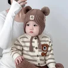 Chapéu de bebê outono e inverno meninos e meninas fofos super fofos meninos quentes crianças tampas de ouvido de inverno