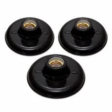 Kit 03 Plafon Plafonier Bocal Comum E27 110/220 Volts Duas Cores Preto/Branco
