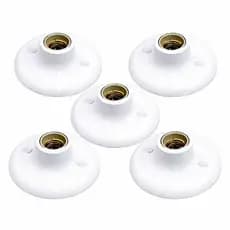Kit 05 Plafon Plafonier Bocal Comum E27 110/220 Volts Duas Cores Preto/Branco