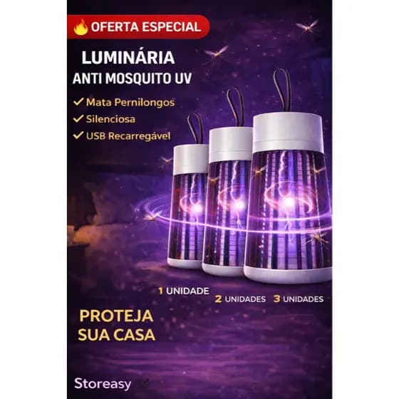 LÂMPADAS Luminária Mata Mosquito UV USB Recarregável Armadilha Insetos Luz Ultravioleta Silenciosa | Storeasy