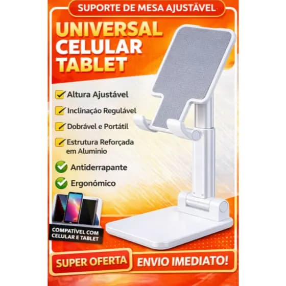 SUPORTE MESA CELULAR TABLET AJUSTÁVEL DOBRÁVEL BASE ANTIDERRAPANTE UNIVERSAL ERGONÔMICO | Storeasy