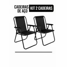 Kit 2 Cadeiras de Aço Pretas Dobráveis – Mor – Piscina, Resistência e Conforto em Dobro