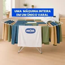 Varal de Chão Branco BIG com Extensor 25kg  – MOR – Dobrável, Prático, Retrátil.
