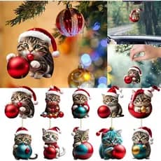 Qyfz Cross-Border natal criativo gatinho carro pingente mochila pingente natal decoração para casa presente