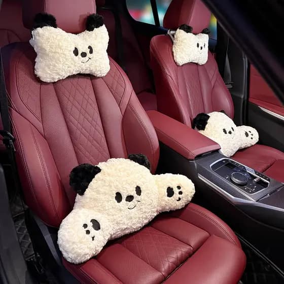 Qyfz travesseiro de pescoço para encosto de cabeça de carro, criativo, fofo, feminino, motorista, suporte lombar, um par