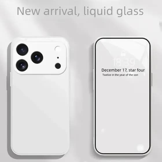 Capa De Telefone Luxuosa Quadrada De Vidro Temperado Líquido Para iPhone 17 16 15 14 13 12 11 Pro Max Plus Película De P