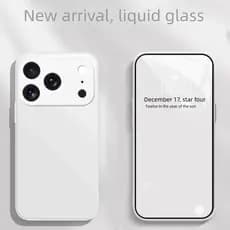 Capa De Telefone Luxuosa Quadrada De Vidro Temperado Líquido Para iPhone 17 16 15 14 13 12 11 Pro Max Plus Película De P