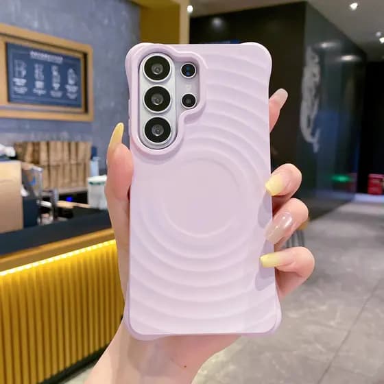 Capa De Telefone Magnética De Silicone Ondulado De Água Para Samsung S26 Ultra S24 S23 FE S25 Plus 5G Macia