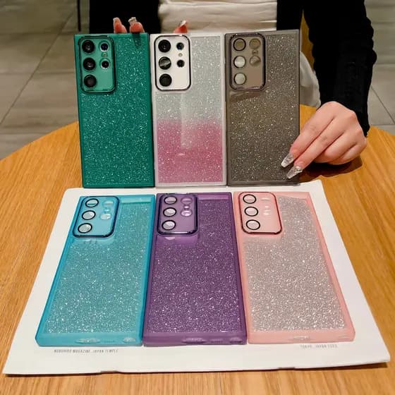 Luxo Bling Glitter Silicone Caso De Telefone Para Samsung Galaxy S26 S25 S24 S23 S22 S21 S20 FE Plus Ultra-Fino À Prova