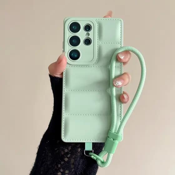 Capa De Telefone De Silicone Líquido Quadrado De Pão De Cordão De Luxo Para Samsung Galaxy S26 S25 S24 S23 S22 Plus FE +