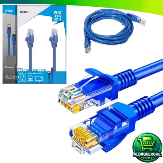 Cabo de Rede Cat6 Internet 5 Metros 1000Mbps Montado Ponta RJ45 Net Lan Pronta Entrega - PROMOÇÃO