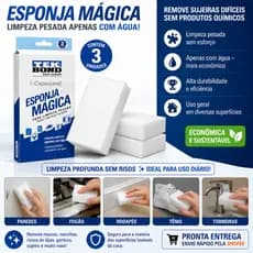 Esponja Magica Limpeza Pesada C/ 03 Unidades    -  Tekbond