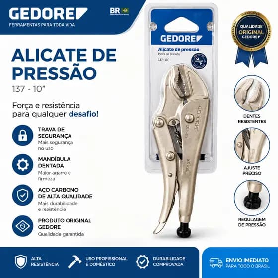 ALICATE DE PRESSÃO GEDORE BLUE 137-10 ORIGINAL FERRAMENTA PROFISSIONAL 10"