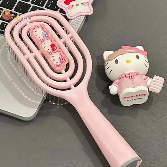 EMCH > Kawaii Hello Kitty Kuromi Cinnamoroll Pente De Massagem Oco Airbag De Cabo Longo Para Meninas Presentes De Aniver
