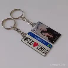 2 Chaveiros Casal Personalizados Frente e Verso Foto,Placa,Mercosul.