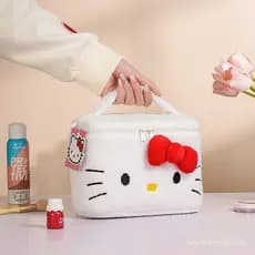 ‌ Bolsa De Maquiagem De Pelúcia – Estilo Desenho Animado Fofo , Grande Capacidade E Armazenamento De Toque Suave Para Co