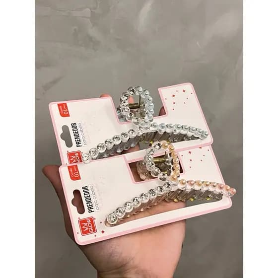 Presilha para Cabelo com Pérolas Feminina Piranha de Cabelo Grande Elegante Prendedor de Cabelo Acessório Fashion