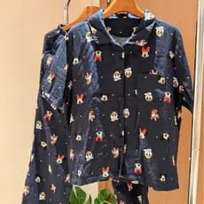 Conjunto de calças de manga curta puro algodão dupla camada gaze pijamas Homewear solto algodão gaze pijama