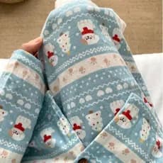 Pijama de boneco de neve azul claro feminino primavera outono calças de manga comprida meninas High-End Homewear terno i