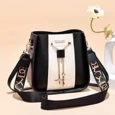 bolsa feminina elegante com blocos de cores, bolsa chique para usar no ombro ou transversal.