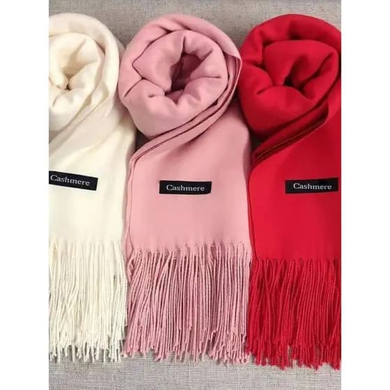 [Recomendado] Cachecol de Cor Sólida para Homens e Mulheres, Cachecol Vermelho para o Ano do Zodíaco, Imitação de Cashme