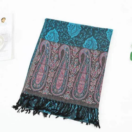 [Oferta Especial] Xale e cachecol de dupla utilização com padrão paisley para mulheres, cachecol longo de algodão com fr