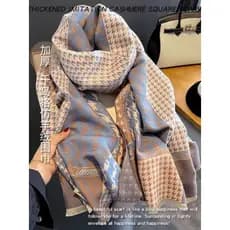 [Oferta Especial] Xale Grande de Inverno Estilo Coreano Versátil e Elegante, Cachecol Quente e Espesso com Padrão Pied-d