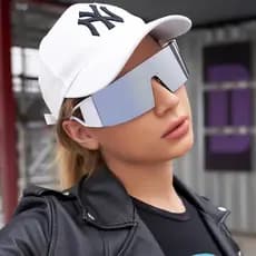 Esportes ao ar livre ciclismo óculos feminino colorido integrado à prova de vento óculos de sol na moda grande quadro pá