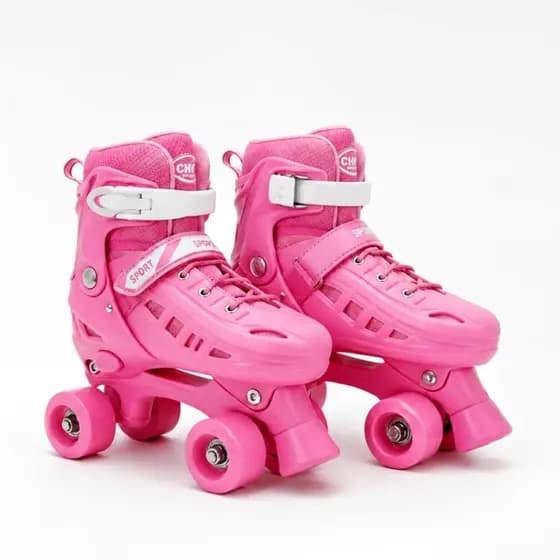 Patins Quad 4 Rodas Tamanho Regulável 29 até 40 Rosa, Azul e Preto + Bolsa!