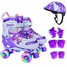 Patins Quad Infantil Stitch Tamanho Ajustável Regulavel Rodinhas Com LED + BOLSA + KIT PROTEÇÃO LANÇAMENTO!
