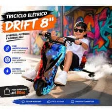 Patinete Elétrico Triciclo 3 Rodas Infantil 3 Drift 350w Com Bluetooth e LED - Recarregável,  + Varias Cores Top Legal