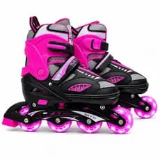 Patins Inline Roller New Semi Pró Ajustavel Regulavel Rodinhas de LED